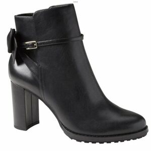 Banana Republic Black Leather Ankle Boots with Heel and Bow